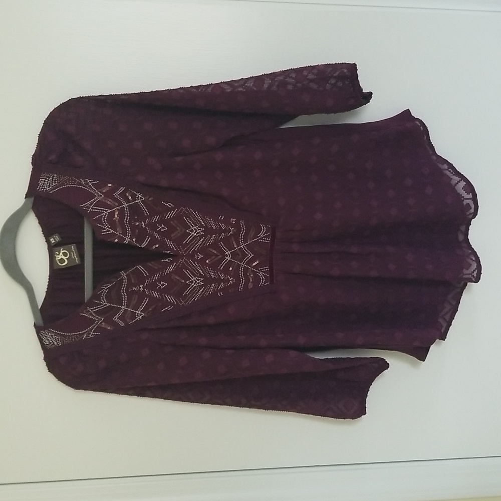 Anthropologie Plum One September  Madrian Peasant Blouse Shirt Top xs